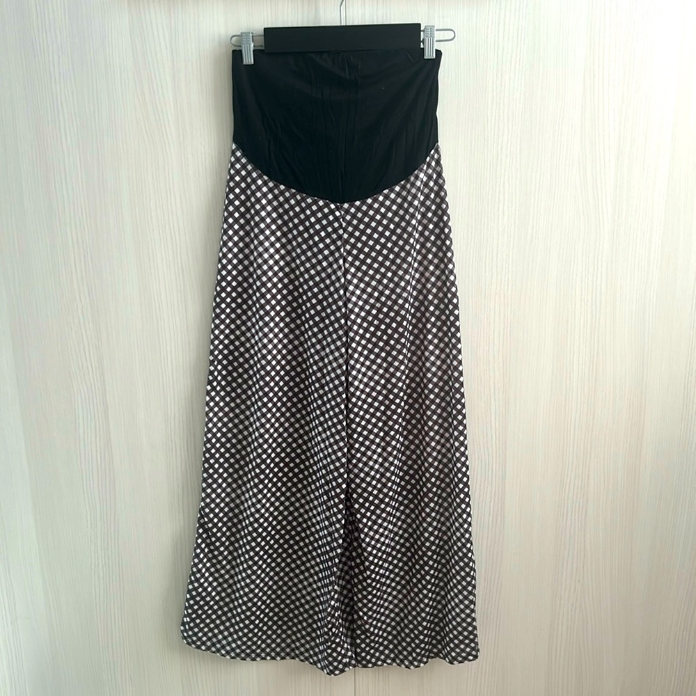 NWT ASOS Maternity wide leg gingham pattern black and white trousers size US 4